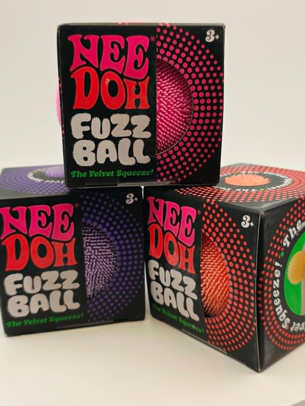 NeeDoh Fuzz Ball Velvet Fidget Toy- Squishy Stress Ball- 1pc Assorted Colors